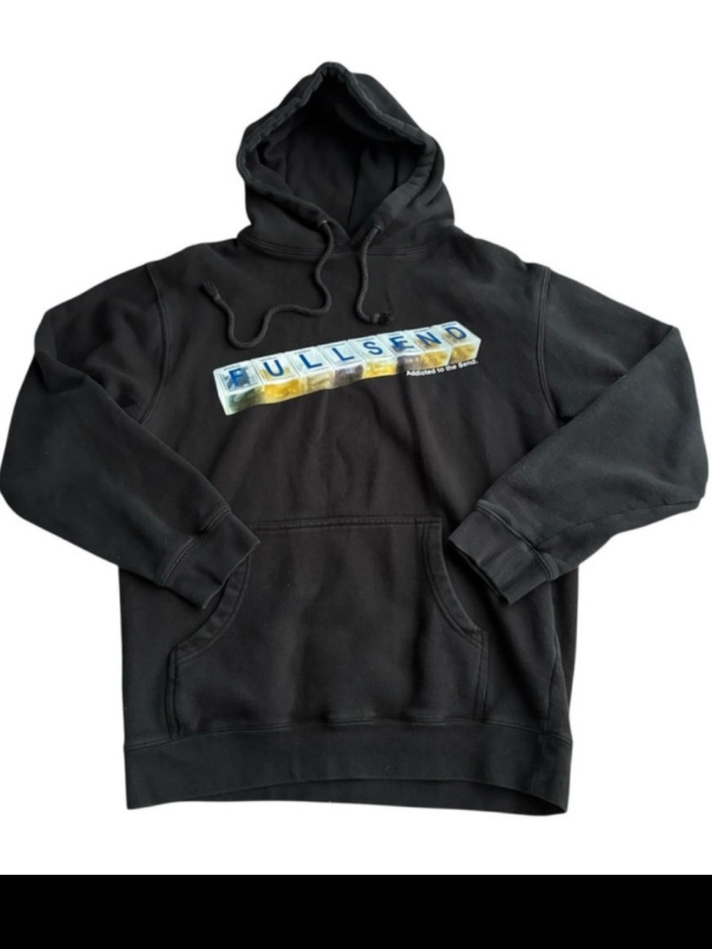 Full send Black Graphic Hoodie - Black Pullover with Logo size S